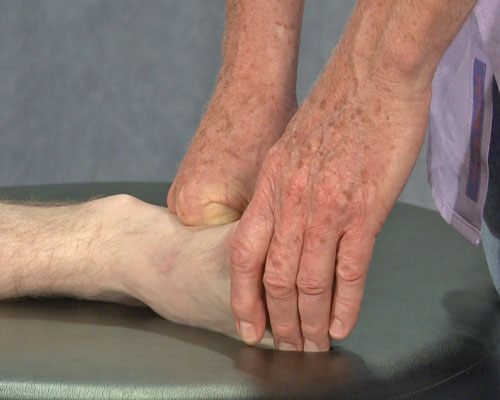 Erik Dalton demonstrating a technique using his fist on bottom of the foot.